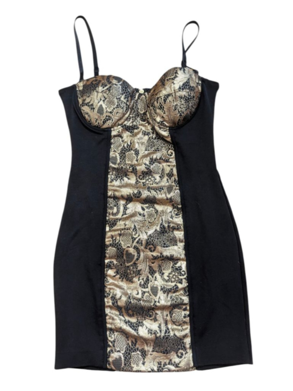 bebe Black & Gold Convertible Strapless Bodycon Dress XXS - Picture 2 of 14